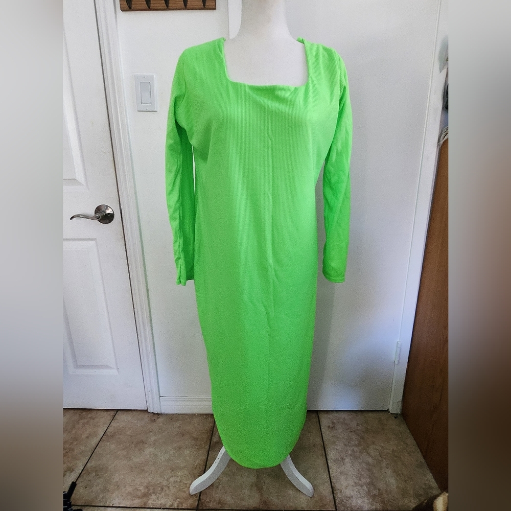 Green Neon Long Dress